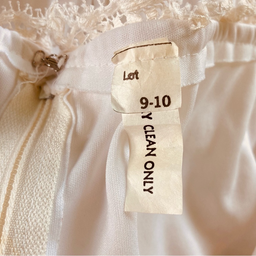 Vintage Pleated Lace Maxi Gown Dress White Cream Empire Waist Cape (Size XS/S) - Picture 11 of 16